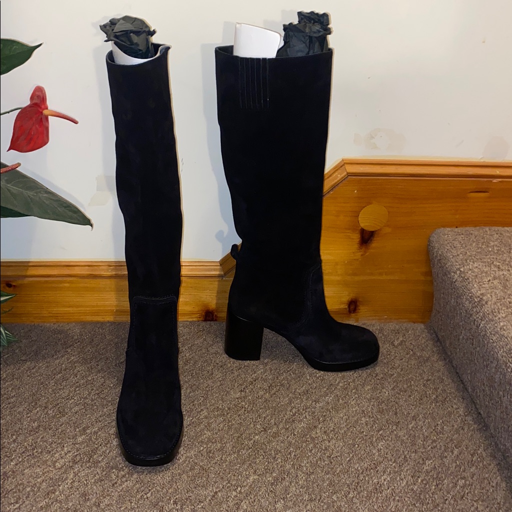 Nwt Michael Kors’ Genuine Leather Black Suede Women's Knee High Boots